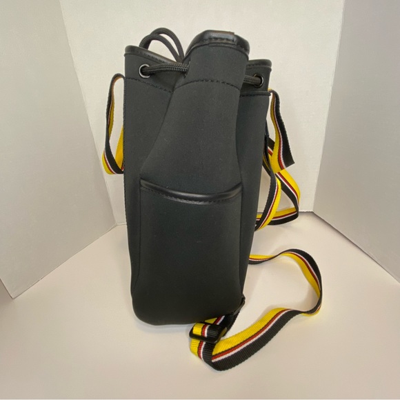 Tommy Hilfiger Drawstring Backpack Black and Yellow with Multicolored Straps - Picture 2 of 10